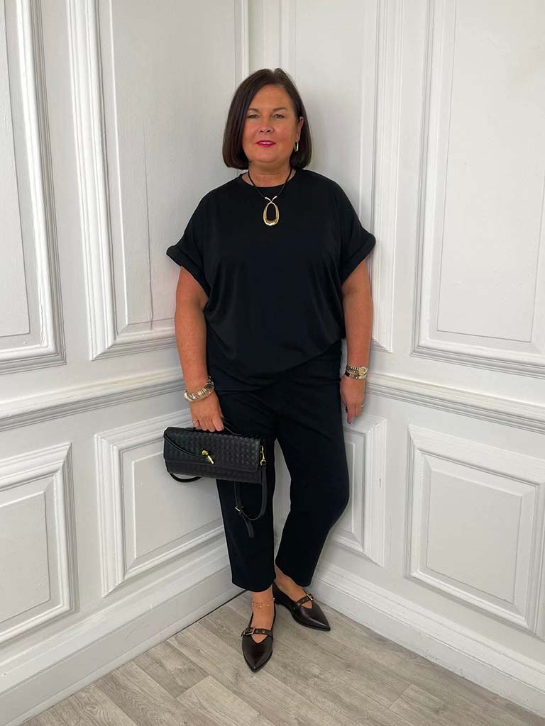 Malissa J Padded Sleeve Tee - Black
