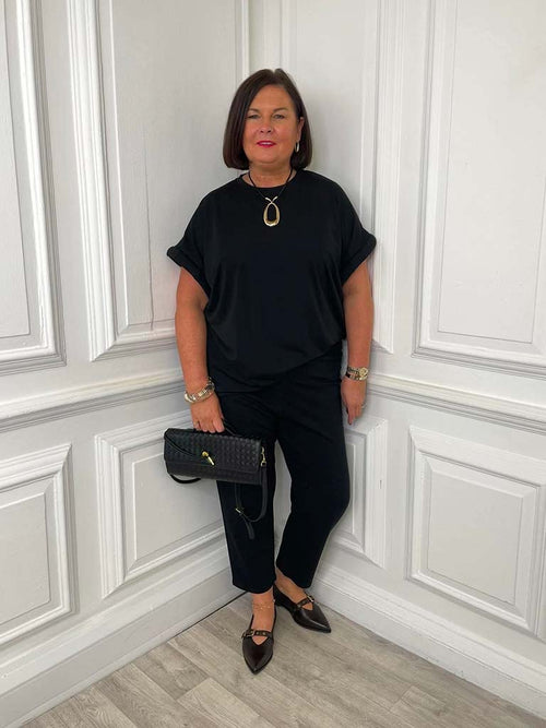 Malissa J Padded Sleeve Tee - Black