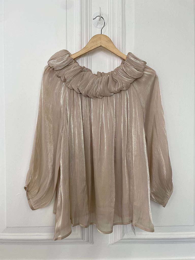 Bardot Shimmer Top - Champagne