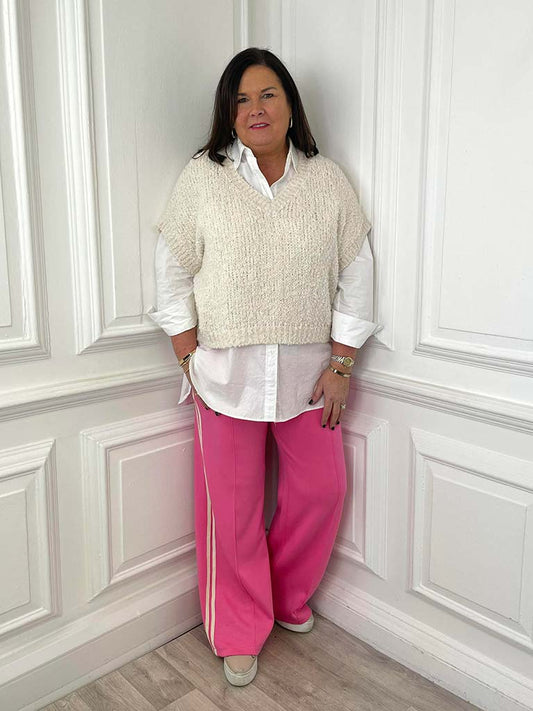 Side Stripe Jersey Joggers - Sugar