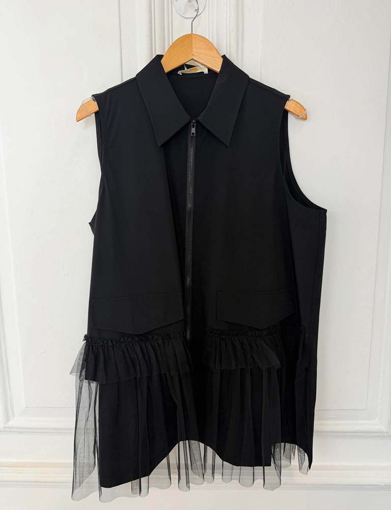 Malissa J Zipped Tulle Ruffle Waistcoat