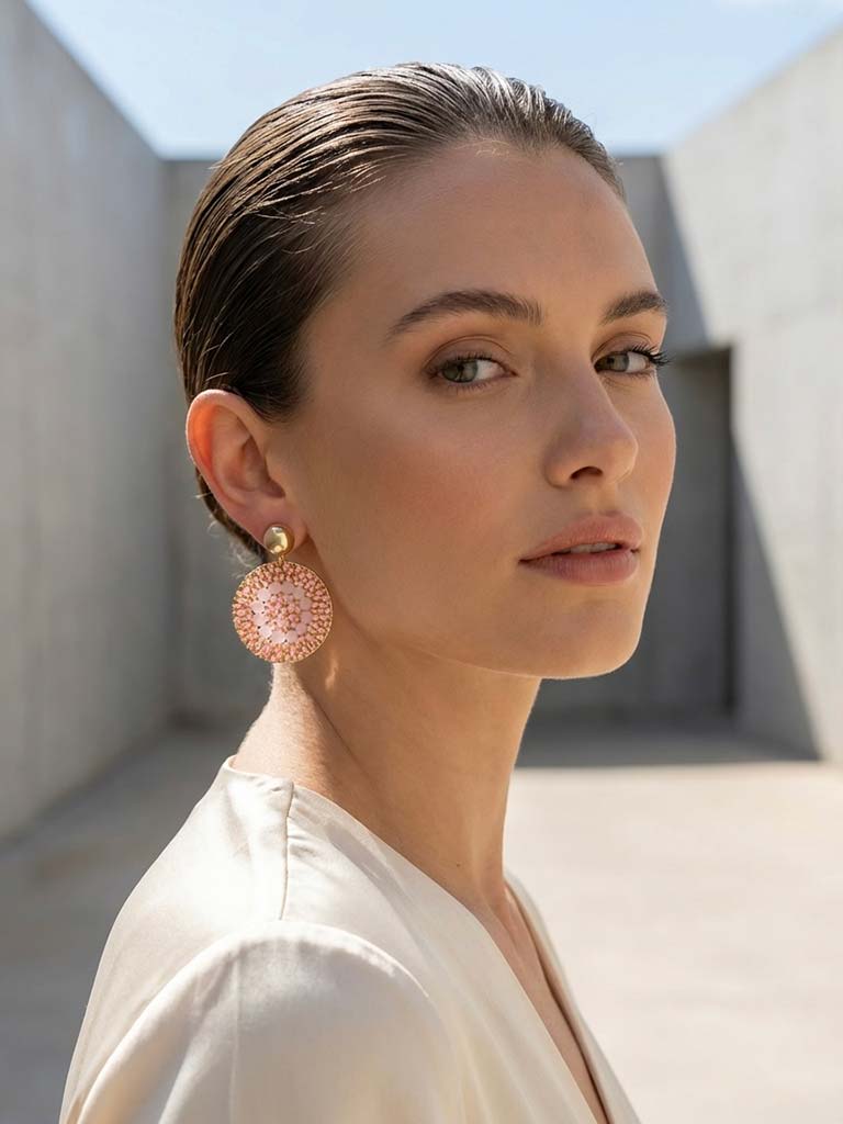Envy Beaded Circle Earrings - Rose
