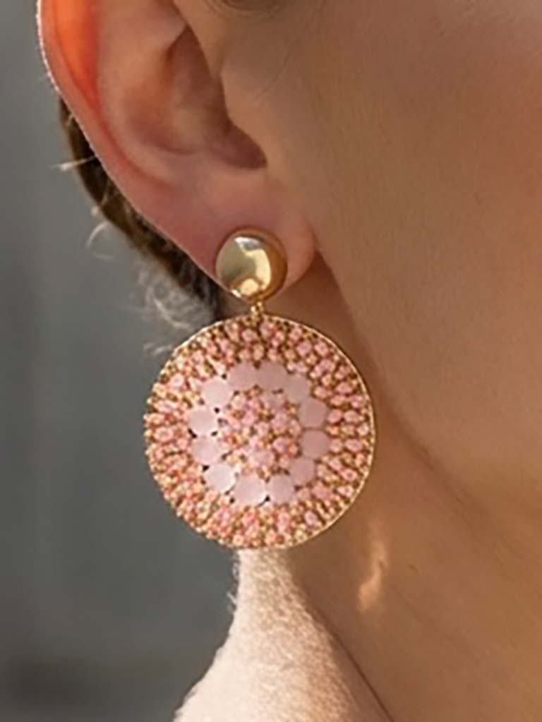 Envy Beaded Circle Earrings - Rose