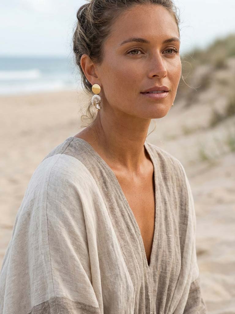 Envy Disc & Spiral Shell Earrings - Gold