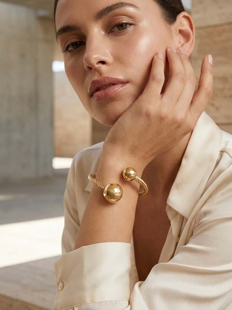 Envy Ball Cuff Bangle - Gold