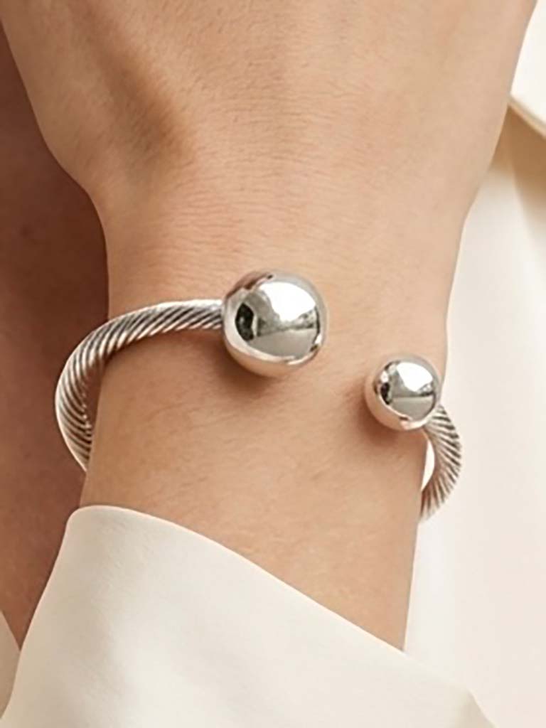 Envy Ball Cuff Bangle - Silver