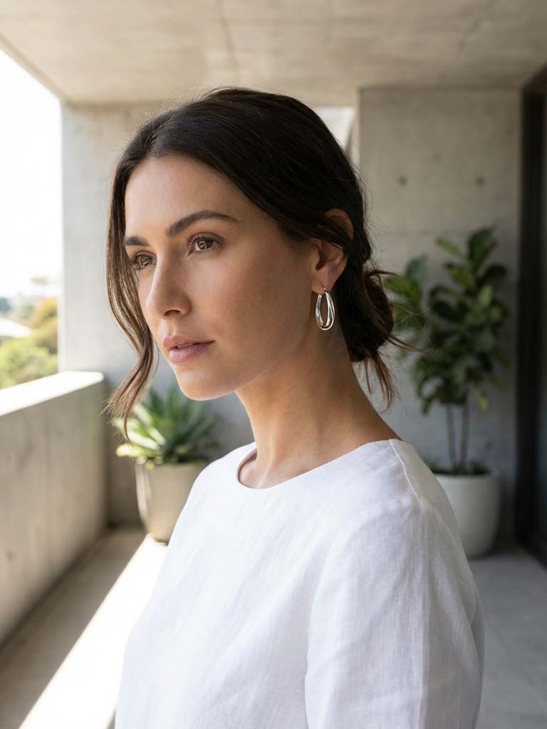 Envy Curved Hoop Earrings - Silver