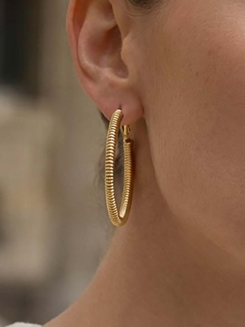 Envy Ridged Hoop Earrings - Gold