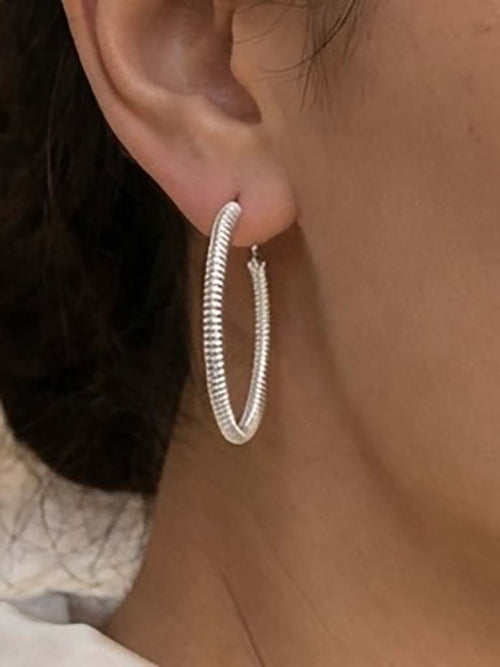 Envy Ridged Hoop Earrings - Silver