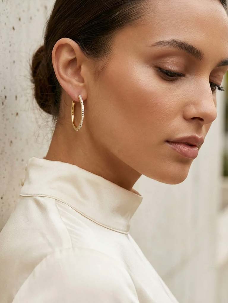 Envy Diamanté Hoop Earrings - Gold