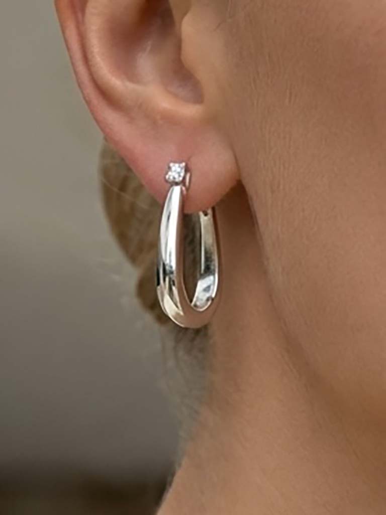 Envy Diamanté Hoop Earrings - Silver