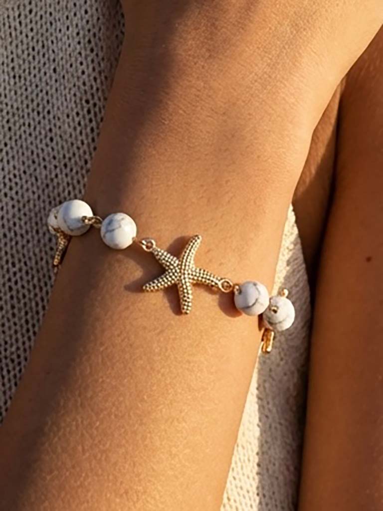 Envy Marble Bead Starfish Bracelet - White