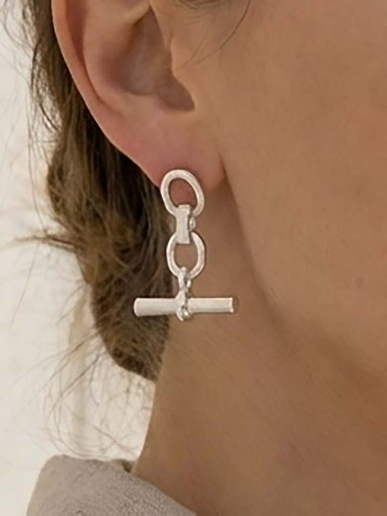 Envy Chain T-Bar Earrings - Silver