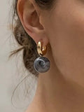 Envy Marble Hoop Earrings - Grey