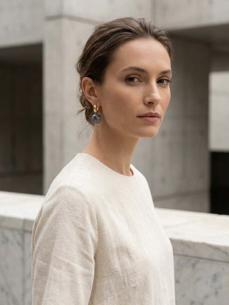 Envy Marble Hoop Earrings - Grey