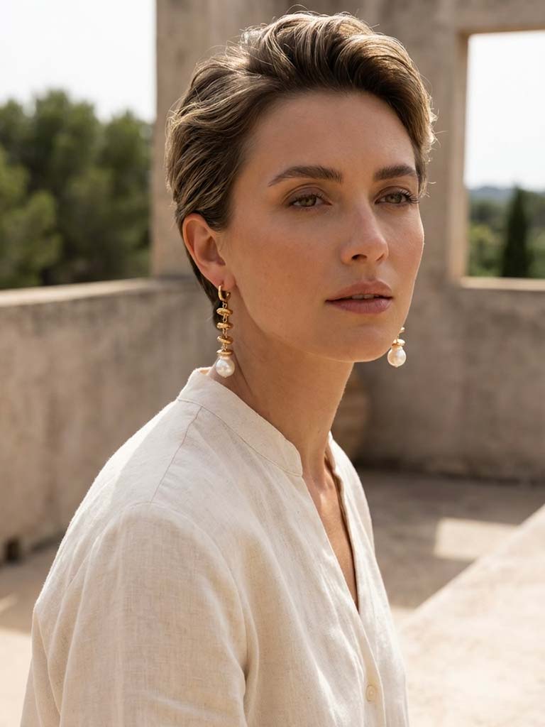 Envy Pearl Drop Stacked Earrings - Gold