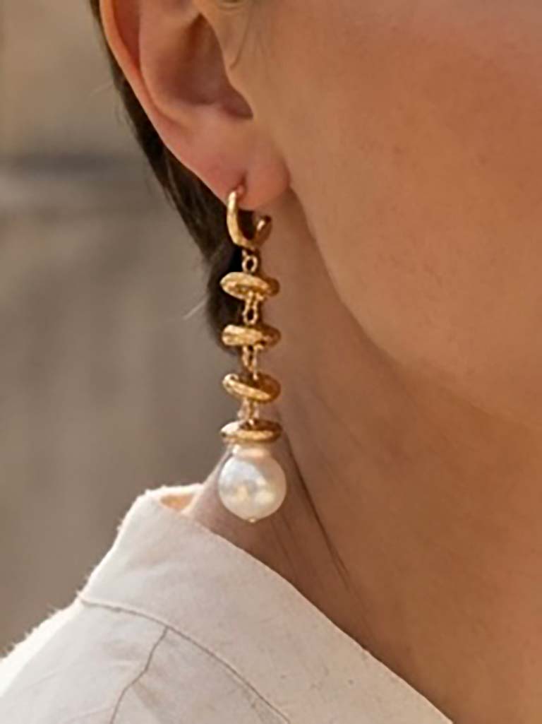 Envy Pearl Drop Stacked Earrings - Gold