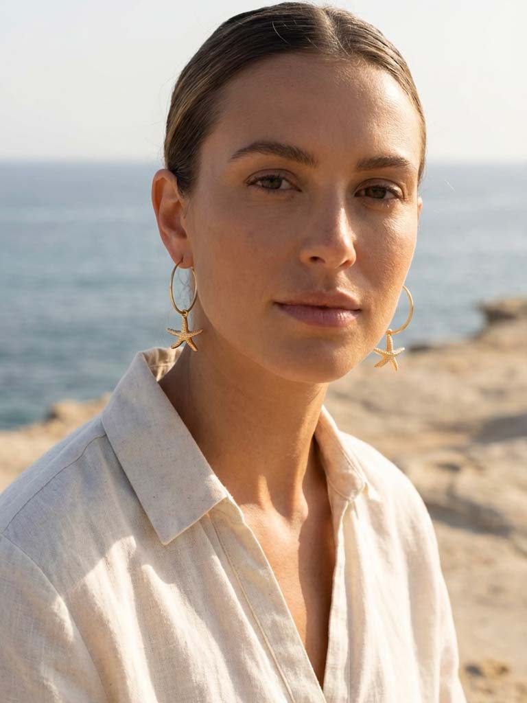 Envy Starfish Hoop Earrings - Gold