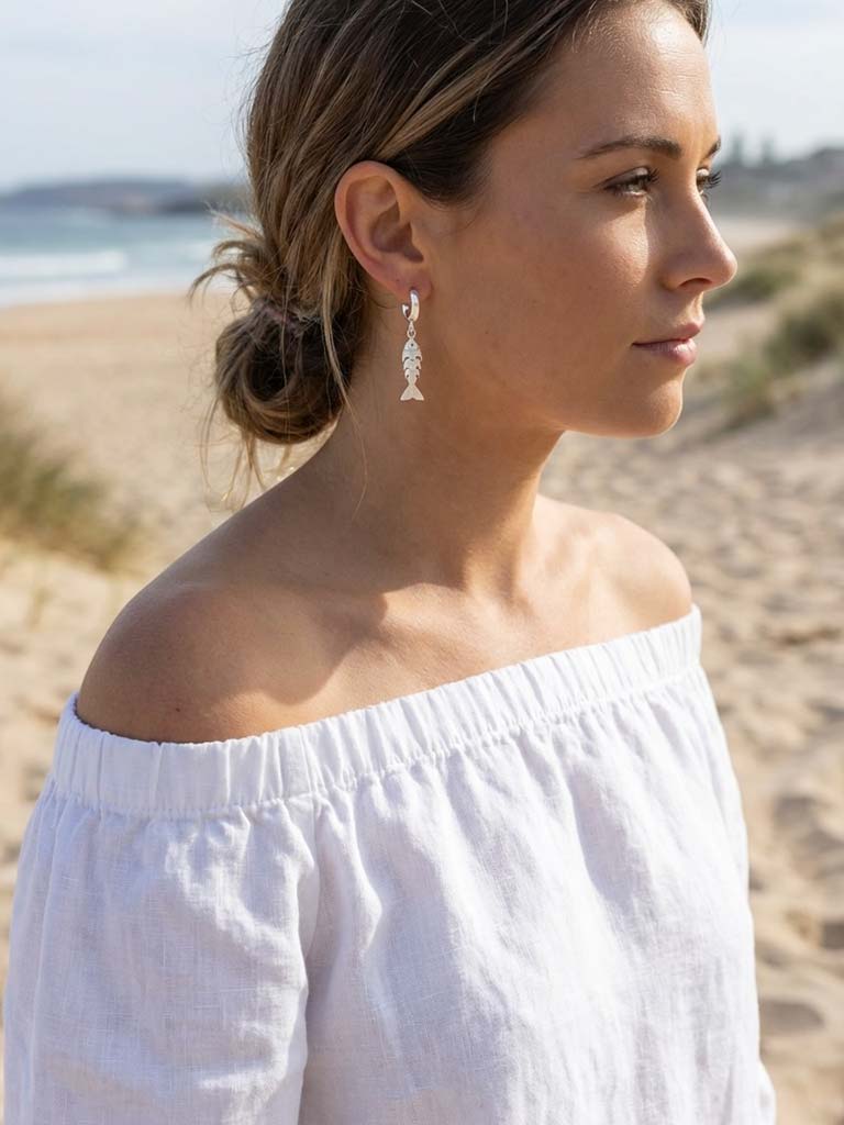 Envy Fish Hoop Earrings - Silver