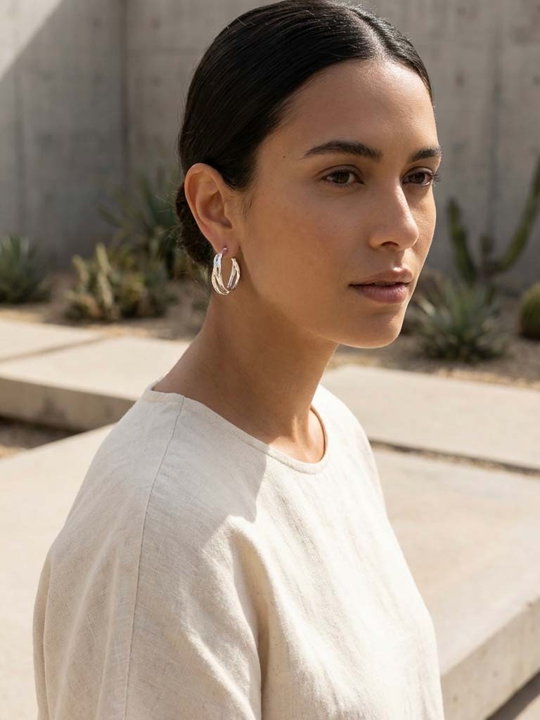 Envy Twist Hoop Earrings - Silver