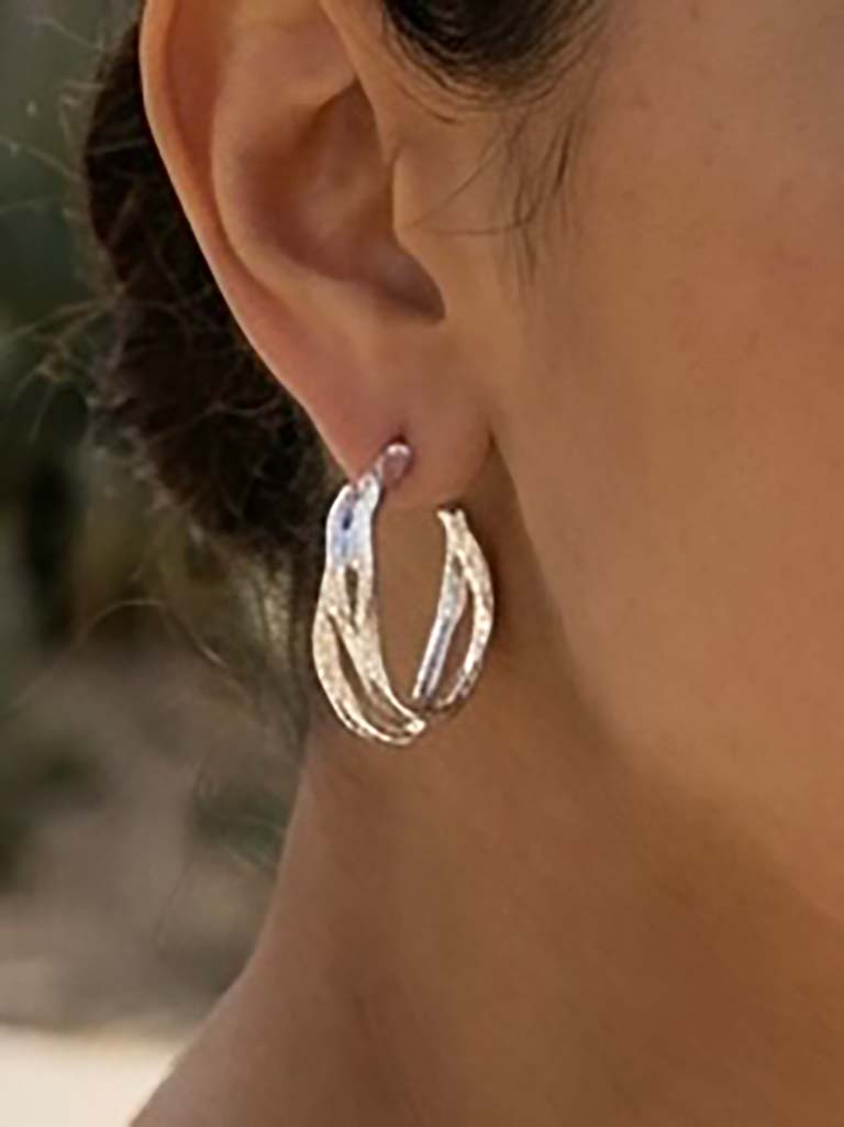 Envy Twist Hoop Earrings - Silver