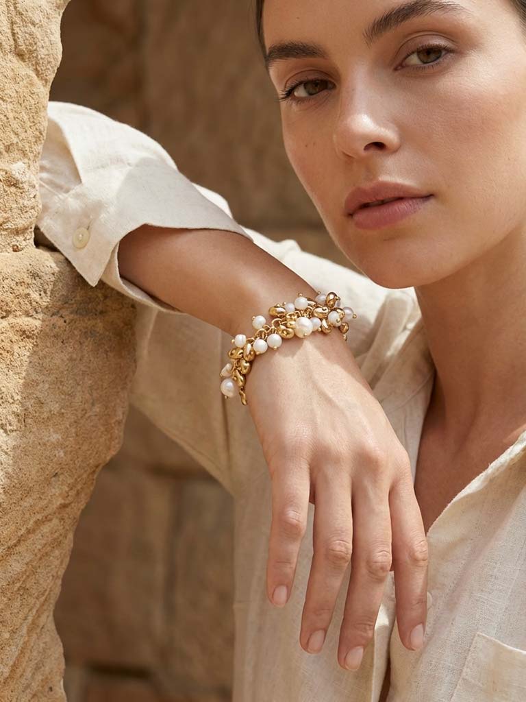 Envy Pearl Cluster Bracelet - Gold