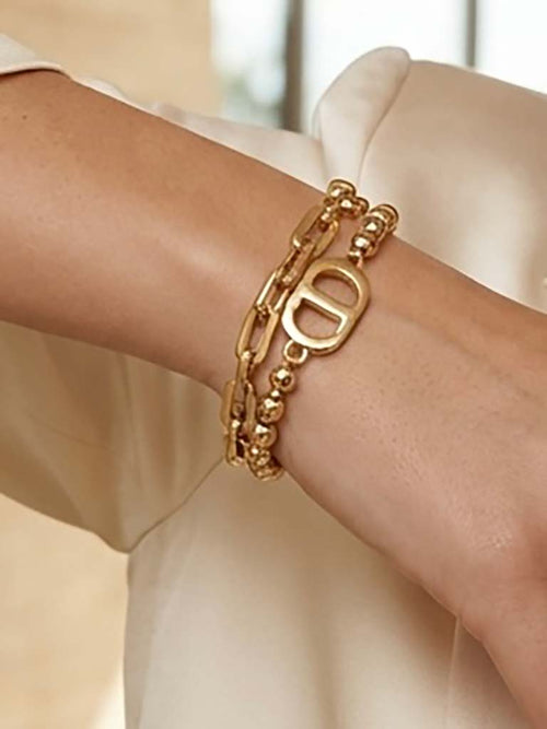 Envy Double Strand Monogram Bracelet - Gold