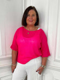 Exposed Edge Boxy Knit - Hot Pink