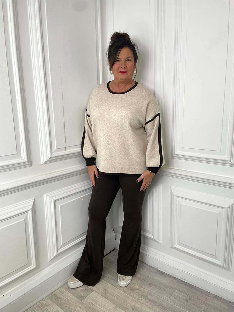 Contrast Edge Knit - Stone