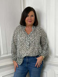 Animal Print Blouse  - Khaki