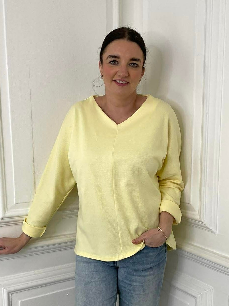 Sports Luxe Sweat Top - Lemon