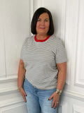 Stripe Cotton Tee - Red & Navy