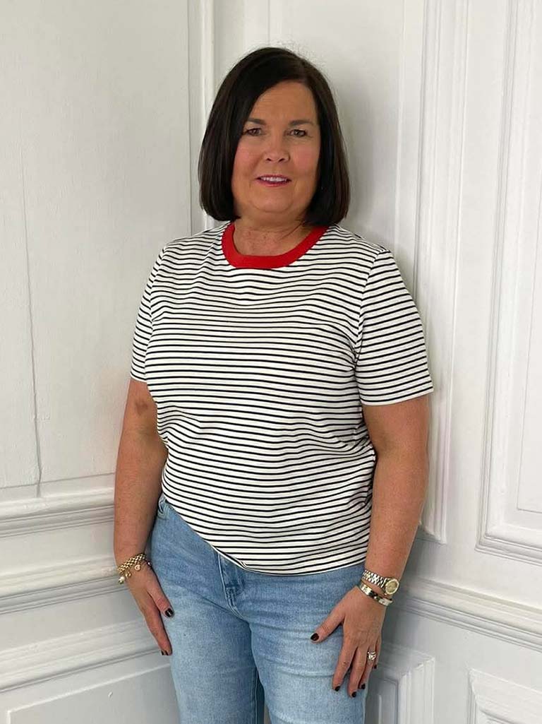 Stripe Cotton Tee - Red & Navy