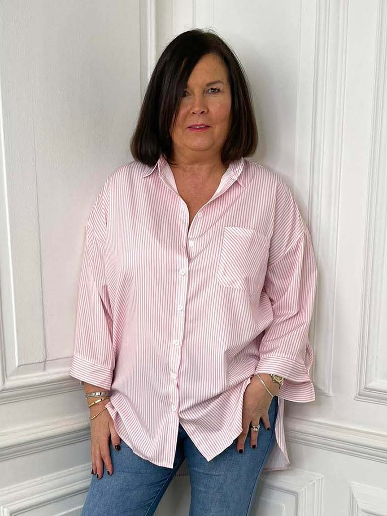 Striped Boyfriend Shirt - Sugar