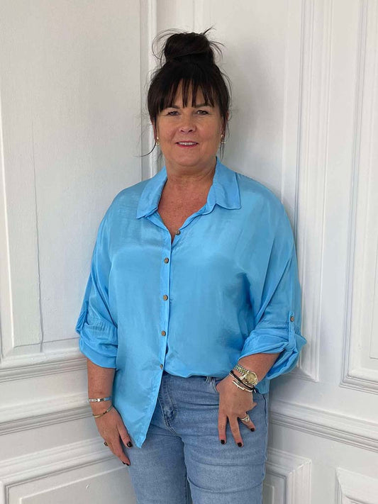 Silk Feel Classic Shirt - Azure