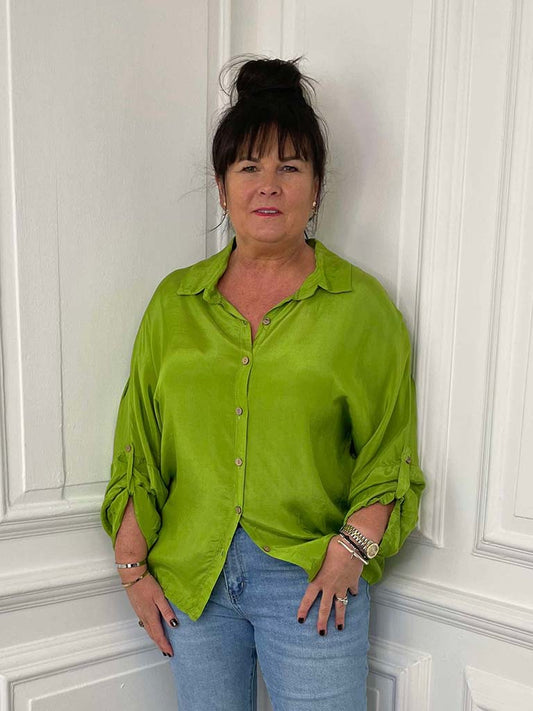 Silk Feel Classic Shirt - Avocado