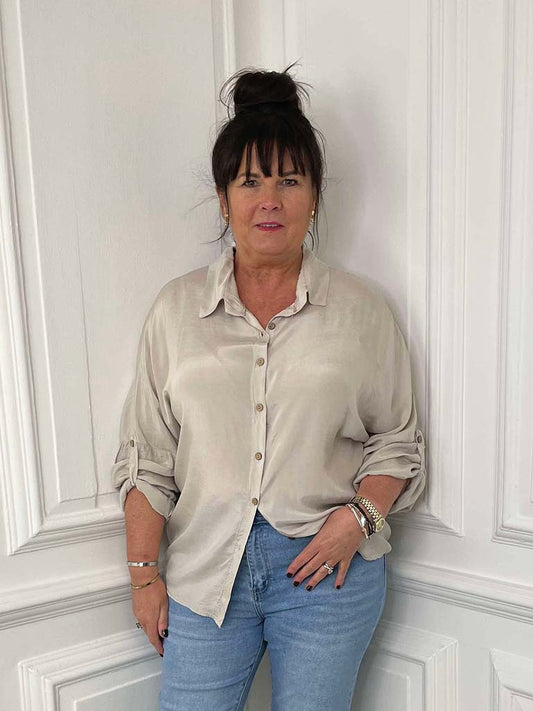 Silk Feel Classic Shirt - Stone