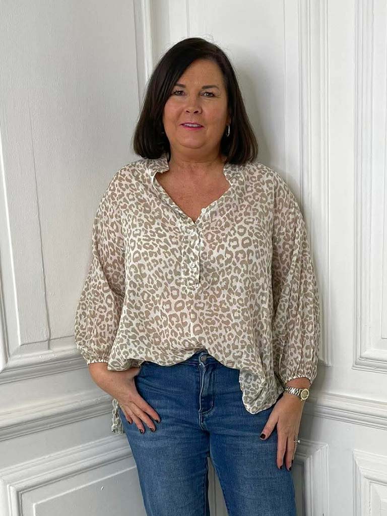 Animal Print Blouse  - Latte