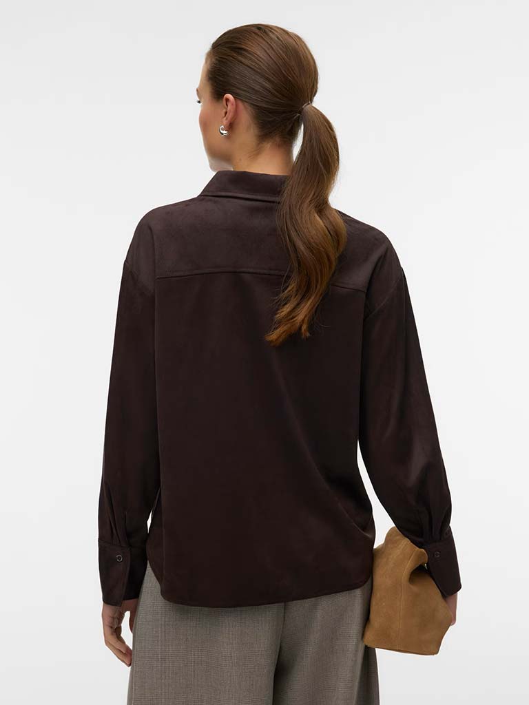 Vero Moda Faux Suede Shirt - Chocolate