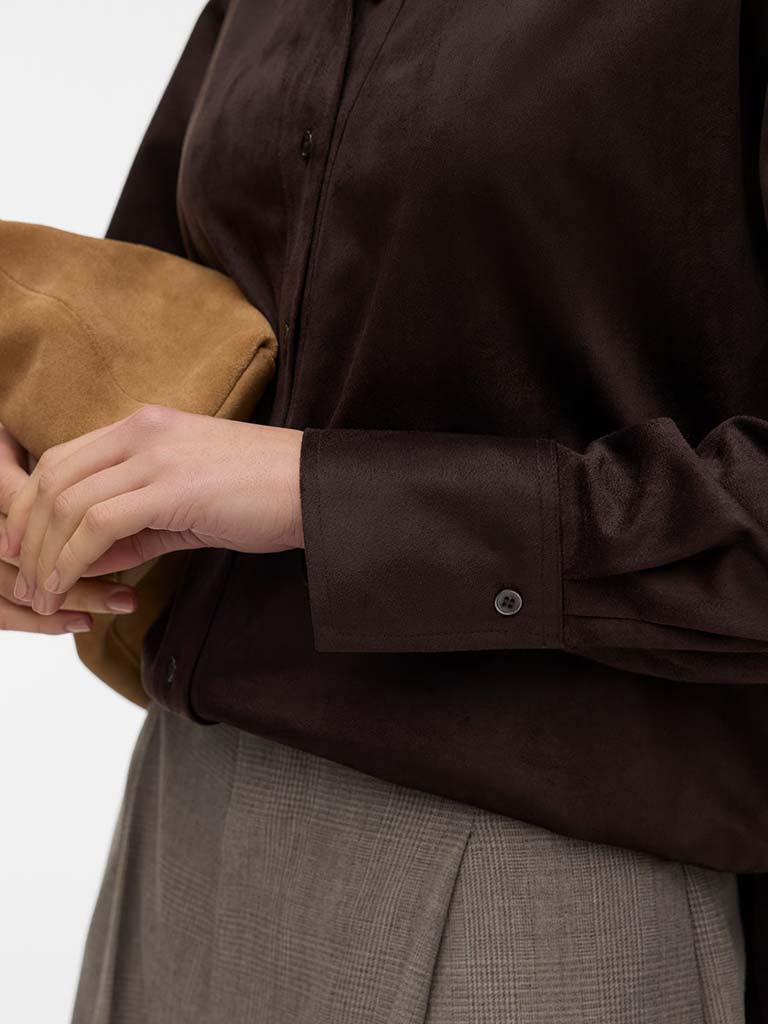 Vero Moda Faux Suede Shirt - Chocolate