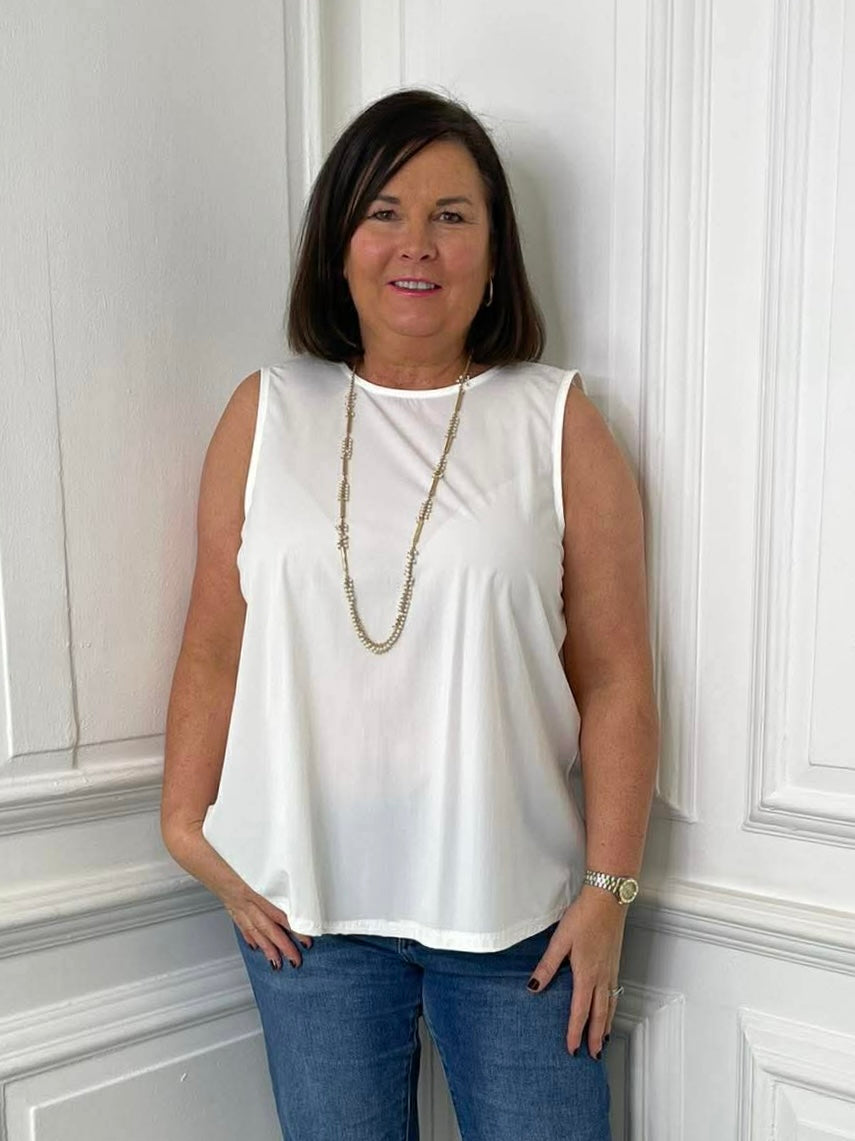 Tie Back Swing Vest - White