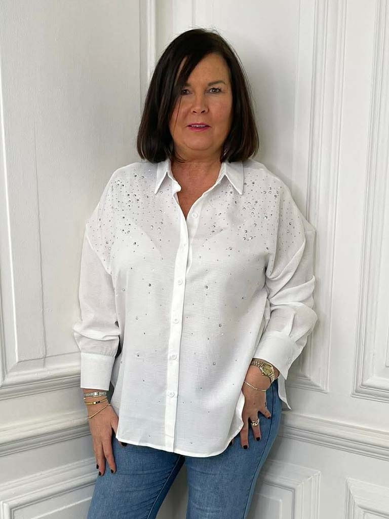 Studded Classic Shirt - White