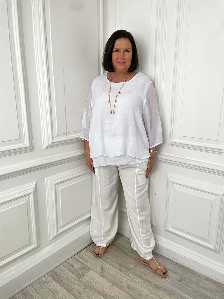 Leggara Layered Top - White