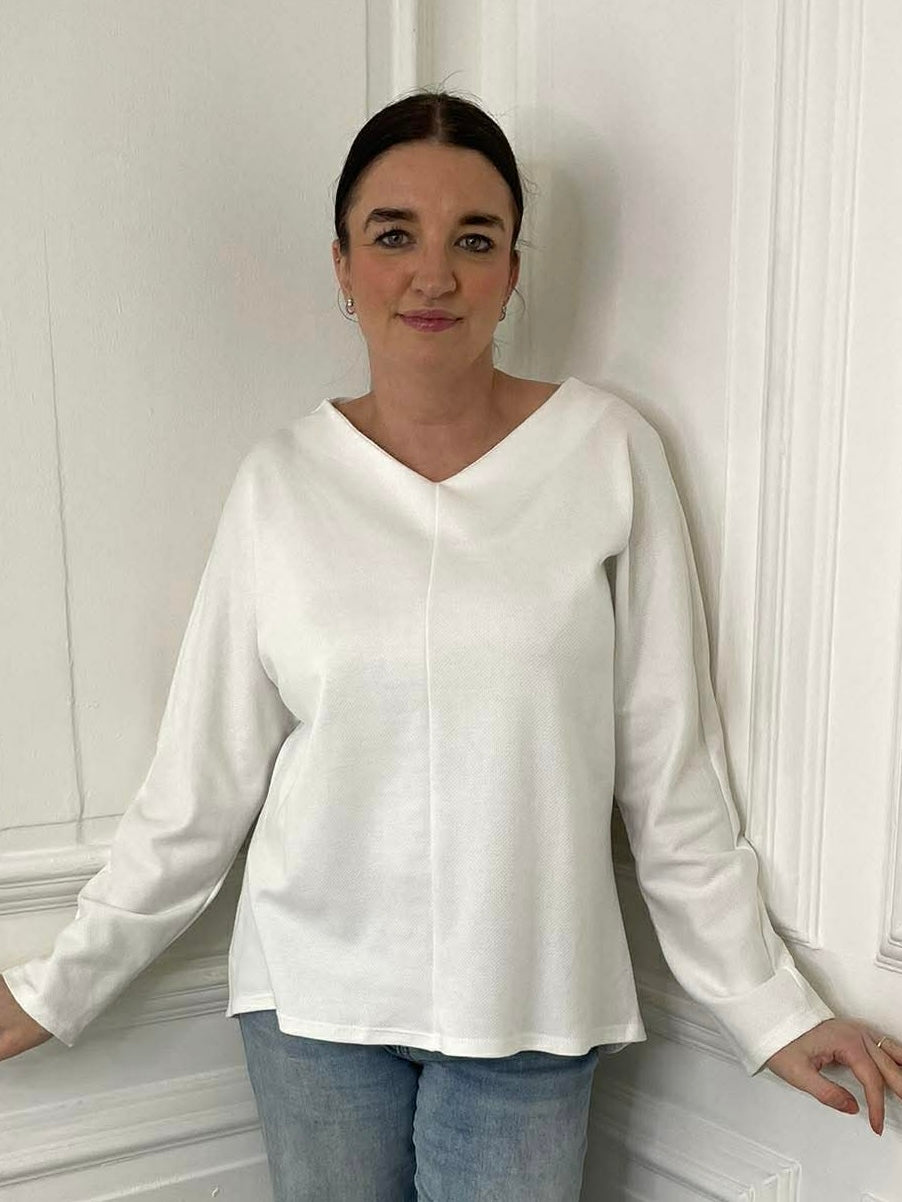 Sports Luxe Sweat Top - White