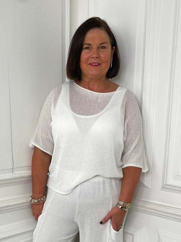 Exposed Edge Boxy Knit - White