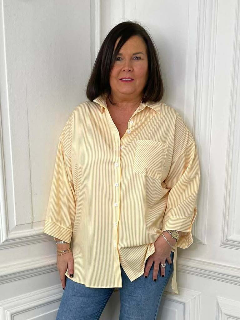 Striped Boyfriend Shirt - Sunflower